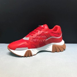 Versace Cowhide Mesh Thick Soled Sneakers For Men And Women Red
