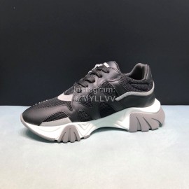 Versace Cowhide Mesh Thick Soled Sneakers For Men And Women Black