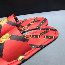 Versace Fashion Printing Leather Casual Slippers For Men Red