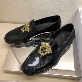 Versace Embroidered Cowhide Casual Loafers For Men Black