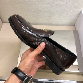 Versace New Embroidered Cowhide Casual Loafers For Men Brown
