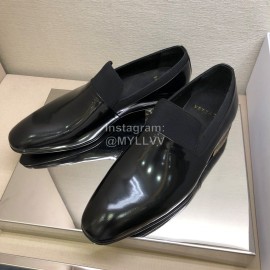 Versace Black Calf Leather Casual Loafers For Men