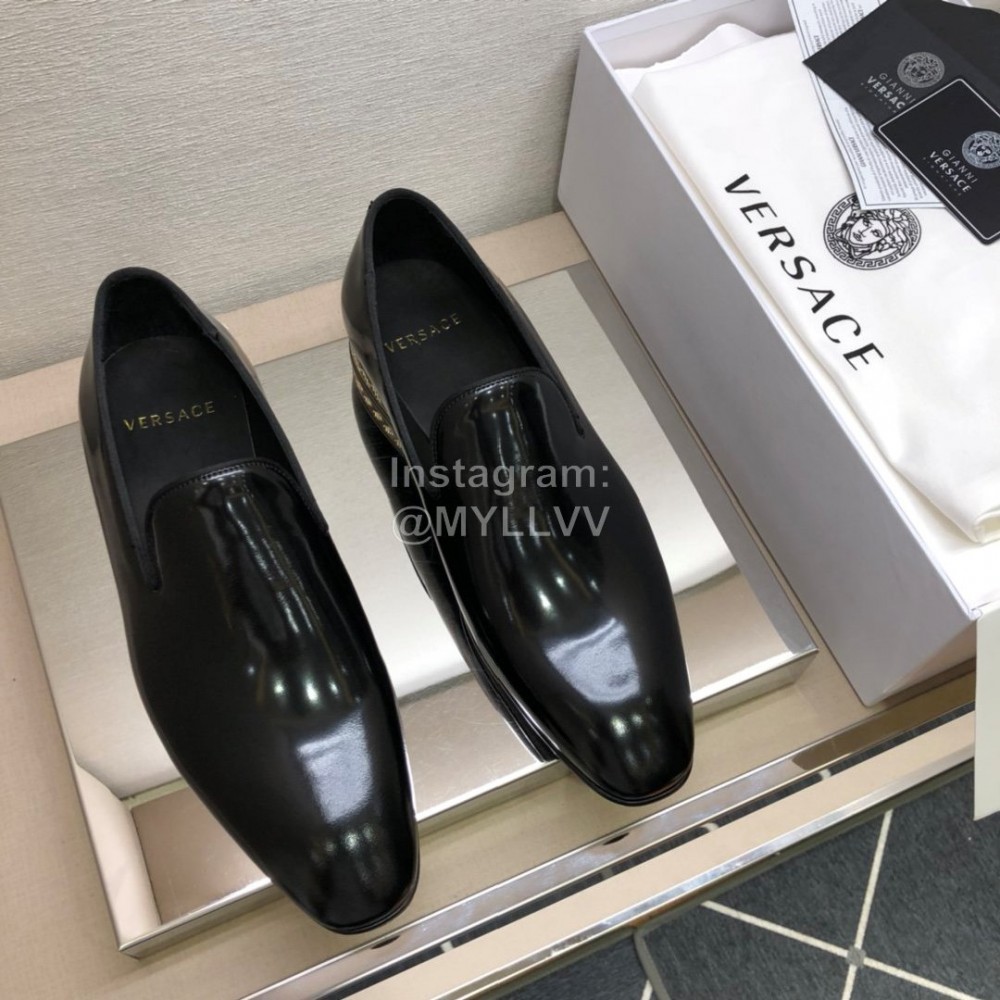 Versace Calf Leather Casual Loafers For Men Black