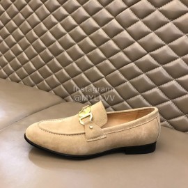 Versace Velvet Calf Leather Business Shoes For Men Khaki