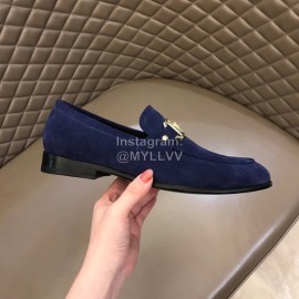Versace Velvet Calf Leather Business Shoes For Men Navy