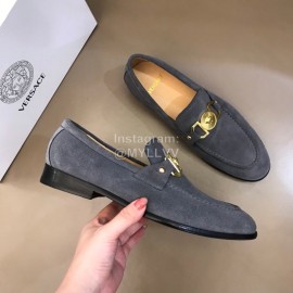 Versace Velvet Calf Leather Business Shoes For Men Gray