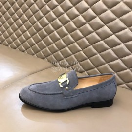 Versace Velvet Calf Leather Business Shoes For Men Gray