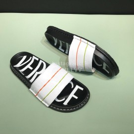Versace Fashion Embossed Leather Slippers For Men White
