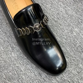 Versace New Leather Business Shoes For Men Black