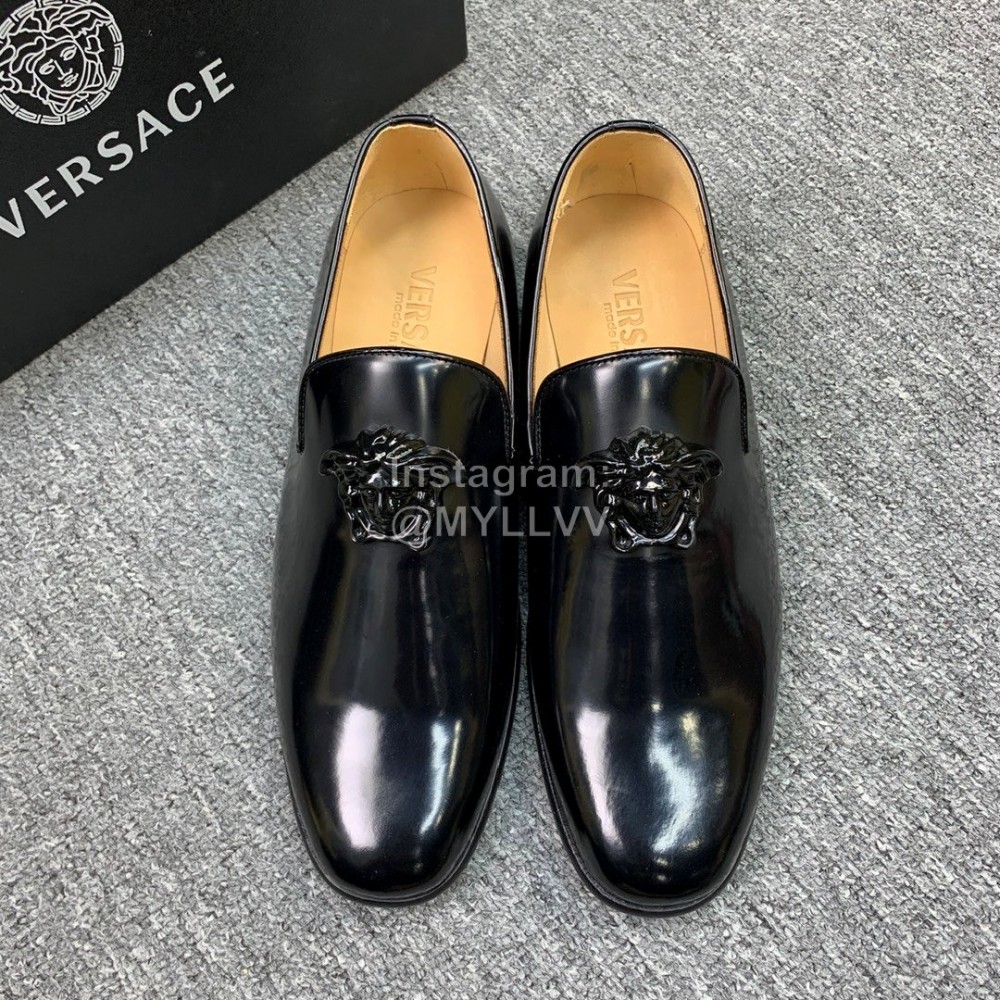 Versace New Black Leather Business Shoes For Men