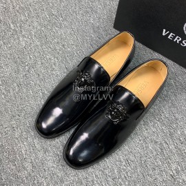 Versace New Black Leather Business Shoes For Men