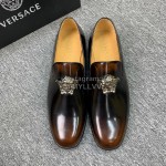 Versace New Leather Casual Business Shoes For Men Brown