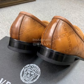 Versace New Embossed Leather Business Shoes For Men Brown