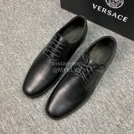Versace New Leather Lace Up Business Shoes For Men Black