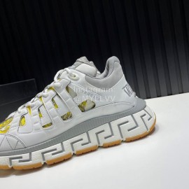 Versace Fashion Leather Thick Soled Sneakers For Men Yellow