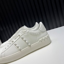 Valentino Garavani Open Leather Rivet Sneakers For Men And Women White