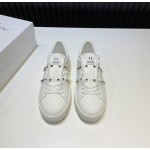 Valentino Garavani Open White Leather Rivet Sneakers For Men And Women