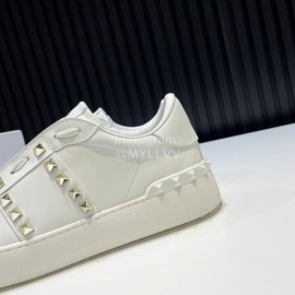 Valentino Garavani Open White Leather Rivet Sneakers For Men And Women