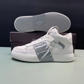 Valentino Garavani Leather High Top Sneakers For Men And Women Gray