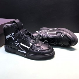 Valentino Garavani Black Cowhide High Top Sneakers For Men And Women 