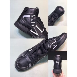 Valentino Garavani Black Cowhide High Top Sneakers For Men And Women 