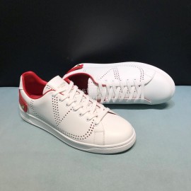 Valentino Leather Casual Sneakers For Men And Women Red
