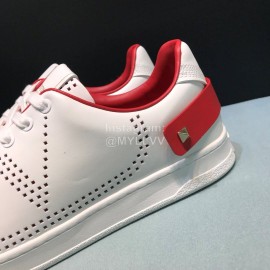 Valentino Leather Casual Sneakers For Men And Women Red