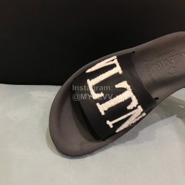Valentino Fashion Embroidery Logo Slippers For Men Black