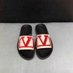 Valentino Fashion Embroidery Logo Slippers For Men Red
