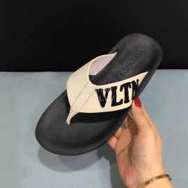 Valentino Fashion Embroidery Logo Flip Flops For Men Beige