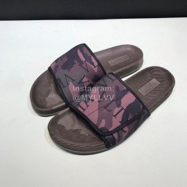 Valentino Camouflage Canvas Velcro Slippers For Men Purple