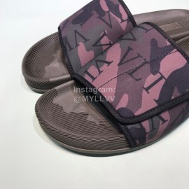 Valentino Camouflage Canvas Velcro Slippers For Men Purple