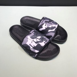 Valentino Camouflage Canvas Velcro Slippers For Men Gray