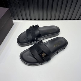 Valentino Black Cowhide Webbing Slippers For Men