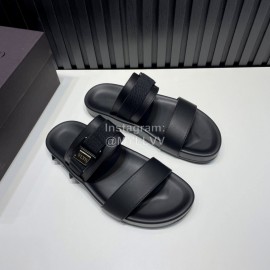Valentino Cowhide Webbing Slippers For Men Black