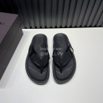 Valentino Black Cowhide Webbing Flip Flops For Men