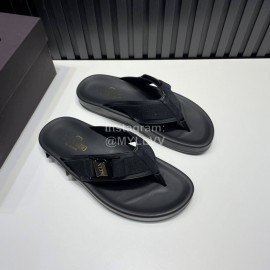 Valentino Black Cowhide Webbing Flip Flops For Men