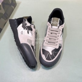 Valentino Garavani Rockrunner Camouflage Cowhide Sneakers For Men Beige