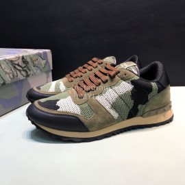Valentino Camouflage Mesh Fabric Sneakers For Men Coffee