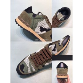 Valentino Camouflage Mesh Fabric Sneakers For Men Coffee