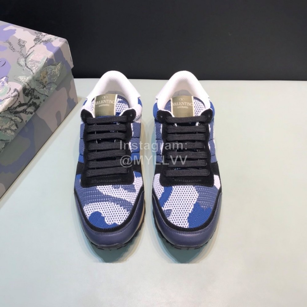 Valentino Camouflage Mesh Fabric Sneakers For Men Blue