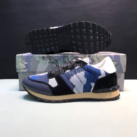 Valentino Camouflage Mesh Fabric Sneakers For Men Blue