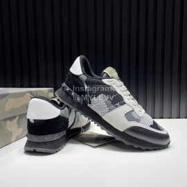 Valentino Camouflage Mesh Rubber Rivet Sneakers For Men
