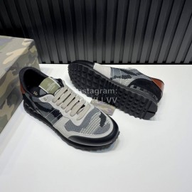 Valentino Camouflage Mesh Rubber Rivet Sneakers For Men Gray
