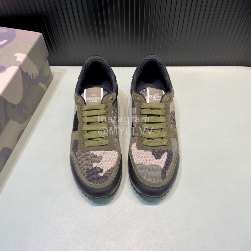 Valentino Camouflage Mesh Rubber Rivet Sneakers For Men Green