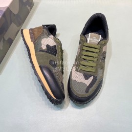 Valentino Camouflage Mesh Rubber Rivet Sneakers For Men Green