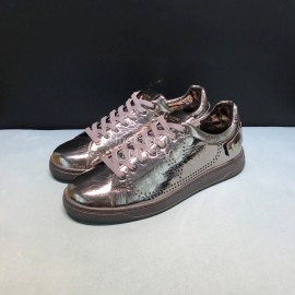 Valentino Carved Leather Casual Sneakers For Men Silver