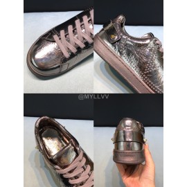 Valentino Carved Leather Casual Sneakers For Men Silver