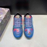 Valentino Classic Leather Casual Sneakers For Men Blue