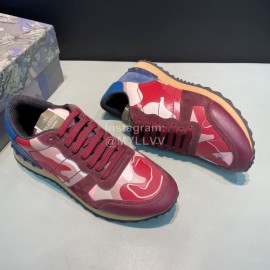 Valentino Classic Leather Casual Sneakers For Men Red